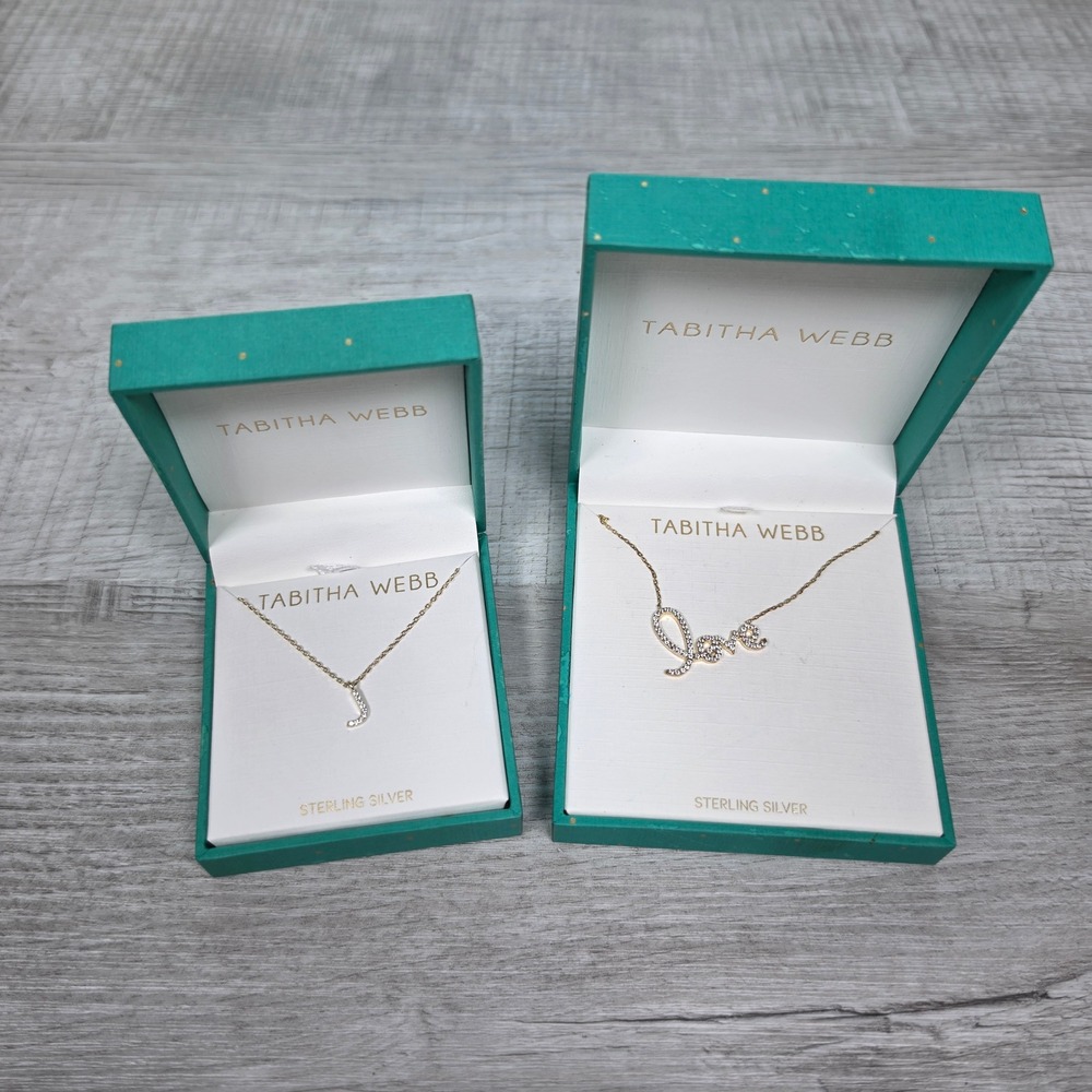 Tabitha Webb Necklace Gold Sterling Silver Womens OS Love & J Initial Pave Set